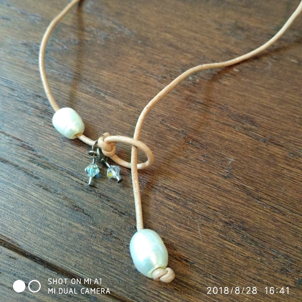 Freshwater Pearl greek leather necklace boutique